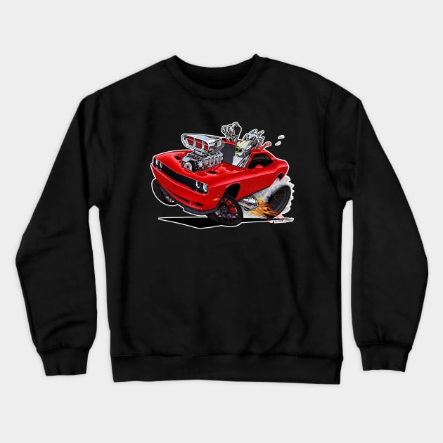 Dodge Challenger Hell Cat RED Crewneck Sweatshirt by vincecrain